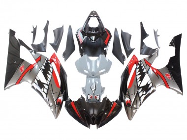 Preisgünstige Yamaha YZF 600 R6 Motorrad Verkleidung 2008-2016 - Silber Schwarz Rot Hai 4