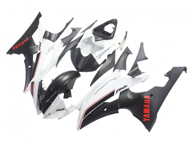 Preisgünstige Yamaha YZF 600 R6 Motorrad Verkleidung 2008-2016 - Weiss Matt Schwarz Rot Aufkleber