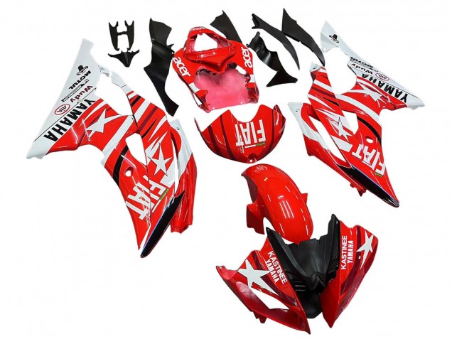 Preisgünstige Yamaha YZF 600 R6 Motorrad Verkleidung 2008-2016 - Weiss Rot Schwarz Fiat Acer