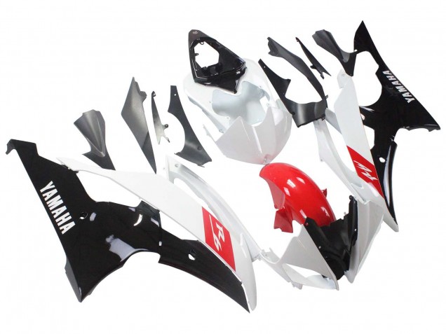 Preisgünstige Yamaha YZF 600 R6 Motorrad Verkleidung 2008-2016 - Weiss Rot Glanzendes Schwarz