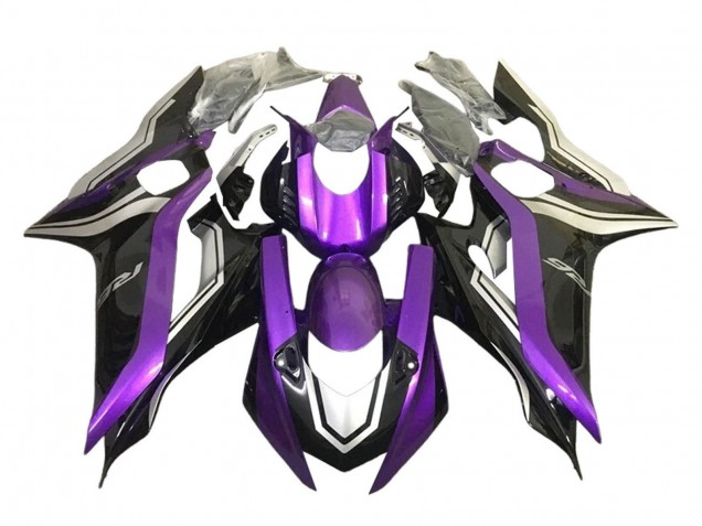 Preisgünstige Yamaha YZF 600 R6 Motorrad Verkleidung 2017-2023 - Silber Lila Glanzendes Schwarz