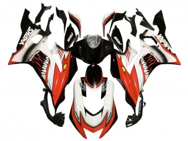 Preisgünstige Yamaha YZF 600 R6 Motorrad Verkleidung 2017-2023 - Weiss Rot Schwarz Hai
