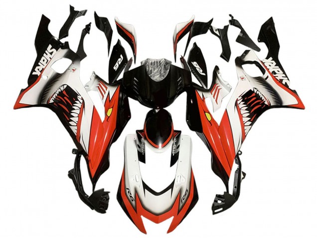 Preisgünstige Yamaha YZF 600 R6 Motorrad Verkleidung 2017-2023 - Weiss Rot Schwarz Hai