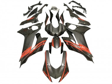 Preisgünstige Yamaha YZF 600 R6 Motorrad Verkleidung 2017-2023 - Rot Schwarz Carbonfaser Stil