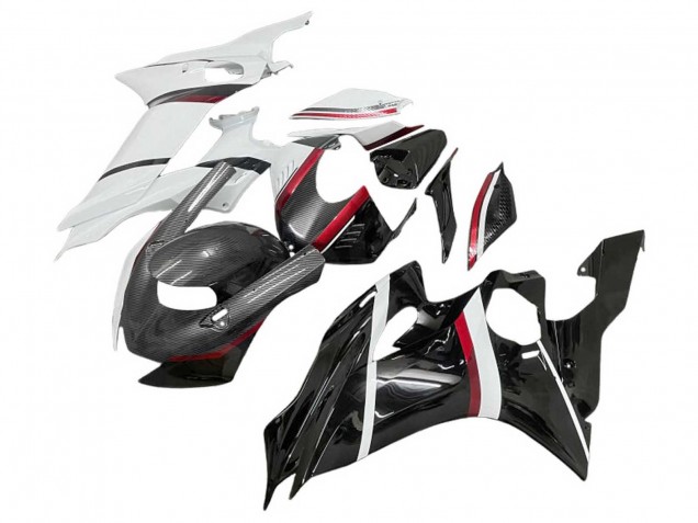 Preisgünstige Yamaha YZF 600 R6 Motorrad Verkleidung 2017-2023 - Weiss Rot Glanzendes Schwarz Carbonfaser Stil