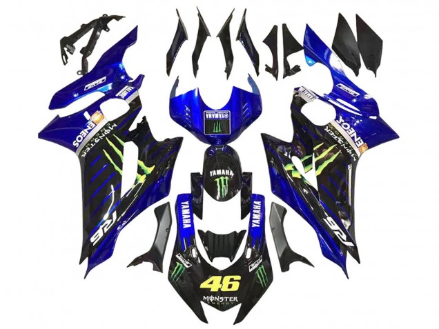 Preisgünstige Yamaha YZF 600 R6 Motorrad Verkleidung 2017-2023 - Blau Glanzendes Schwarz Grun Monster ENEOS Yamalube