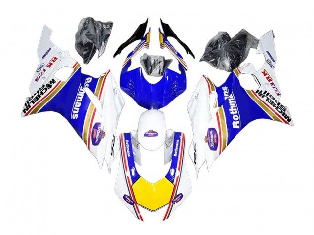 Preisgünstige Yamaha YZF 600 R6 Motorrad Verkleidung 2017-2023 - Weiss Blau Gelb Rothmans