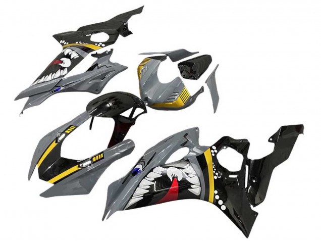 Preisgünstige Yamaha YZF 600 R6 Motorrad Verkleidung 2017-2023 - Grau Gelb Glanzendes Schwarz Hai