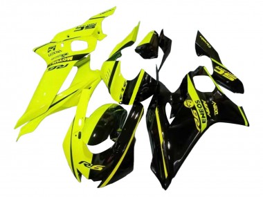 Preisgünstige Yamaha YZF 600 R6 Motorrad Verkleidung 2017-2023 - Neon Gelb Glanzendes Schwarz Geteiltes