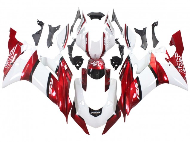 Preisgünstige Yamaha YZF 600 R6 Motorrad Verkleidung 2017-2023 - Weiss Rot Schwarz