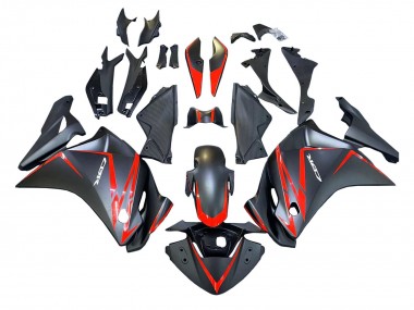 Preisgünstige Honda CBR250RR Motorrad Verkleidung 2011-2015 - Matt Schwarz Rot Streifen