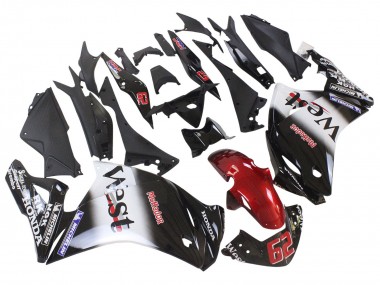 Preisgünstige Honda CBR250RR Motorrad Verkleidung 2011-2015 - Glanzendes Schwarz Weiss West Rot HRC 62