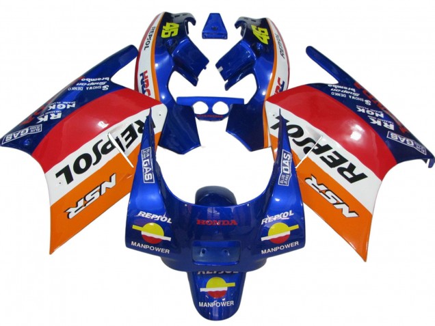 Preisgünstige Honda NSR250R Motorrad Verkleidung 1988-1989 - Orange Weiss Rot Blau Repsol