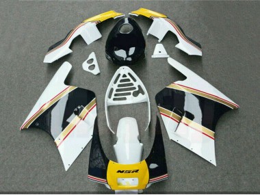Preisgünstige Honda NSR250R Motorrad Verkleidung 1988-1989 - Weiss Gelb Gold Glanzendes Schwarz