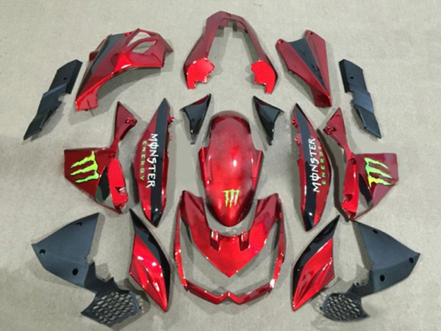 Preisgünstige Kawasaki Z1000 Motorrad Verkleidung 2010-2013 - Rot Glanzendes Schwarz Grun Monster