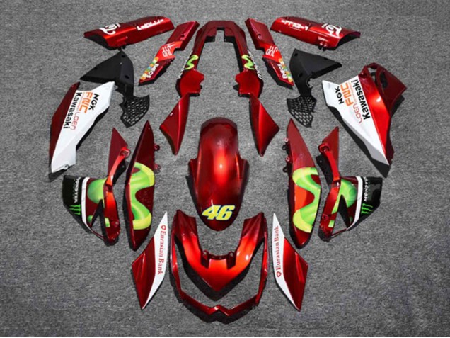 Preisgünstige Kawasaki Z1000 Motorrad Verkleidung 2010-2013 - Rot Weiss Grun Monster 46
