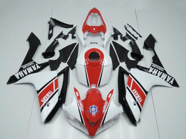 Preisgünstige Yamaha YZF R1 Motorrad Verkleidung 2007-2008 - Weiss Rot Glanzendes Schwarz