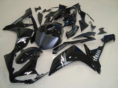 Preisgünstige Yamaha YZF R1 Motorrad Verkleidung 2007-2008 - Glanzendes Schwarz Matt Schwarz Weiss Aufkleber