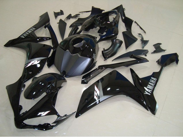 Preisgünstige Yamaha YZF R1 Motorrad Verkleidung 2007-2008 - Glanzendes Schwarz Matt Schwarz Weiss Aufkleber