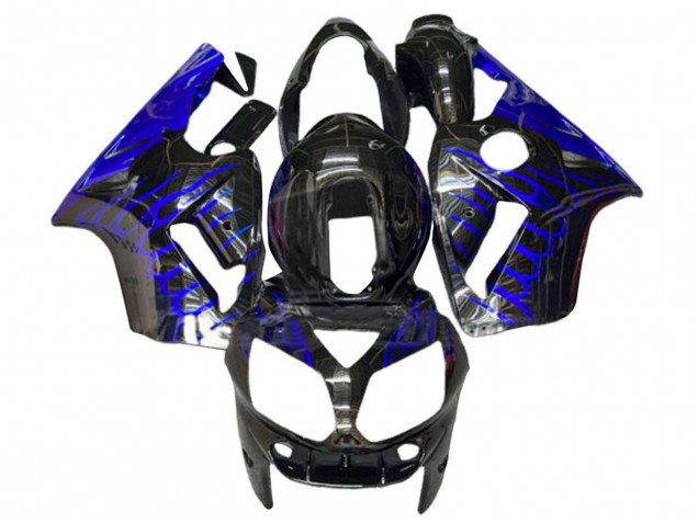 Preisgünstige Kawasaki ZX12R Motorrad Verkleidung 2000-2001 - Glanzendes Schwarz Blau Flamme