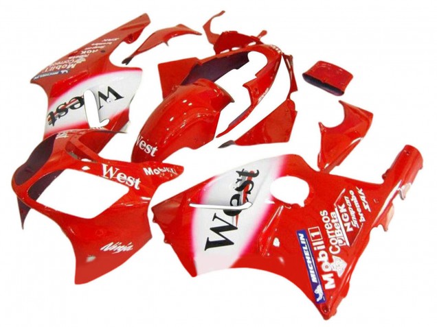 Preisgünstige Kawasaki ZX12R Motorrad Verkleidung 2000-2001 - Rot Weiss Schwarz West