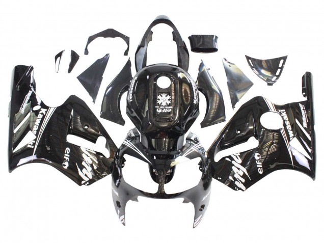 Preisgünstige Kawasaki ZX12R Motorrad Verkleidung 2000-2001 - Glanzendes Schwarz Weiss Elf Schnee