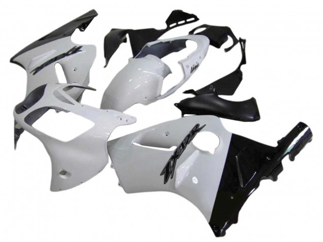Preisgünstige Kawasaki ZX12R Motorrad Verkleidung 2000-2001 - Weiss Glanzendes Schwarz