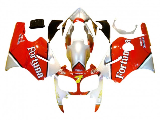 Preisgünstige Kawasaki ZX12R Motorrad Verkleidung 2000-2001 - Silber Rot Fortuna Motul 7