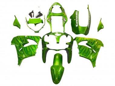 Preisgünstige Kawasaki ZX9R Motorrad Verkleidung 2000-2001 - Grun Flamme