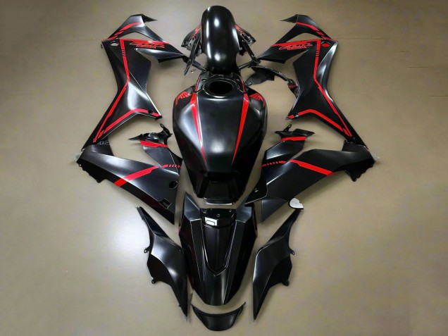 Preisgünstige Honda CBR650R Motorrad Verkleidung 2021-2023 - Glanzendes Schwarz Rot Streifen