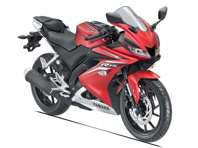 Preisgünstige Yamaha YZF R15 Motorrad Verkleidung 2018-2024 - Matt Rot Schwarz