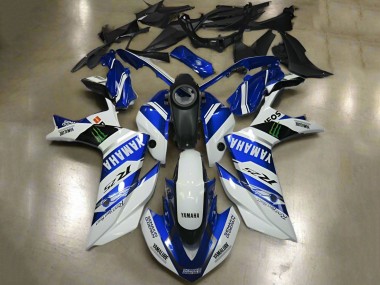 Preisgünstige Yamaha YZF R3/R25 Motorrad Verkleidung 2015-2018 - Weiss Blau Yamalube ENEOS Monster