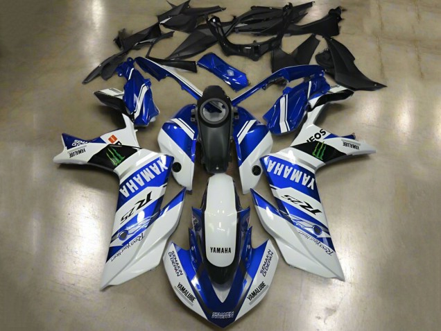 Preisgünstige Yamaha YZF R3/R25 Motorrad Verkleidung 2015-2018 - Weiss Blau Yamalube ENEOS Monster