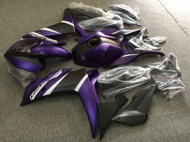 Preisgünstige Yamaha YZF R3/R25 Motorrad Verkleidung 2015-2018 - Weiss Lila Matt Schwarz