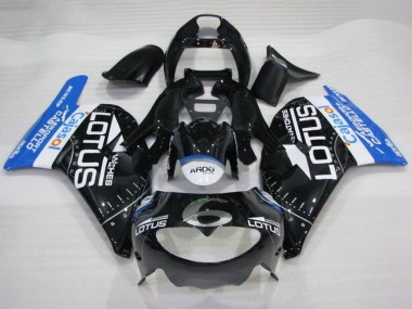 Preisgünstige Aprilia RS250 Motorrad Verkleidung 1995-1997 - Glanzendes Schwarz Weiss Blau Lotus