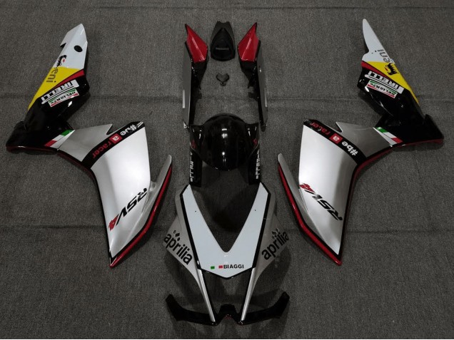 Preisgünstige Aprilia RSV4 1000 Motorrad Verkleidung 2009-2015 - Silber Rot Schwarz Gelb