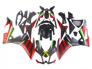 Preisgünstige Aprilia RSV4 1000 Motorrad Verkleidung 2009-2015 - Matt Schwarz Rot Grun Streifen