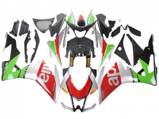 Preisgünstige Aprilia RSV4 1000 Motorrad Verkleidung 2009-2015 - Silber Rot Grun