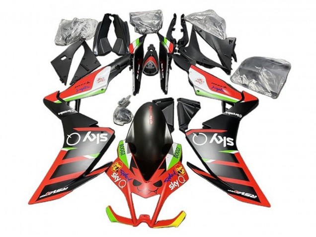 Preisgünstige Aprilia RSV4 1000 Motorrad Verkleidung 2009-2015 - Matt Schwarz Rot Grun Weiss