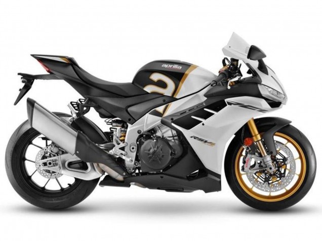 Preisgünstige Aprilia RSV4 1100 Motorrad Verkleidung 2021-2024 - Matt Weiss Schwarz Gold