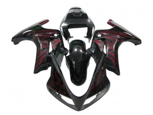 Preisgünstige Suzuki SV650 Motorrad Verkleidung 2003-2013 - Glanzendes Schwarz Rot Flamme
