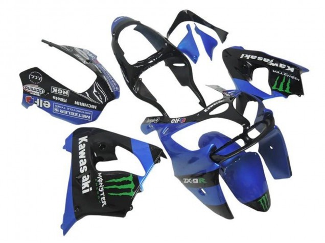 Preisgünstige Kawasaki ZX9R Motorrad Verkleidung 2000-2001 - Blau Schwarz Grun Monster