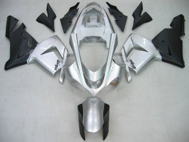 Preisgünstige Kawasaki ZX10R Motorrad Verkleidung 2004-2005 - Glanzendes Silber Matt Schwarz