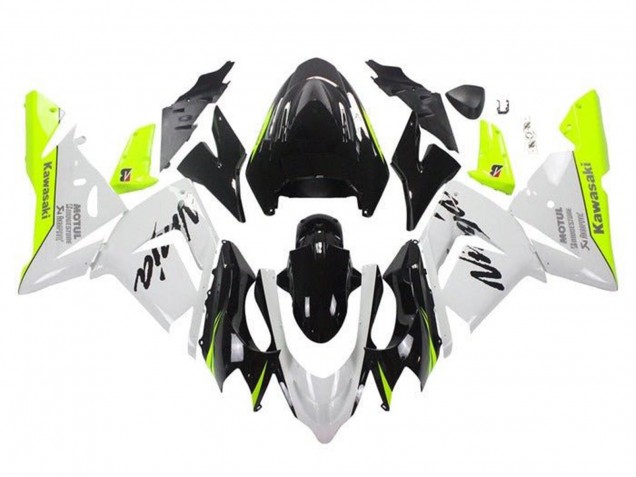 Preisgünstige Kawasaki ZX10R Motorrad Verkleidung 2004-2005 - Weiss Schwarz Neon Gelb