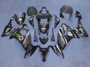 Preisgünstige Kawasaki ZX10R Motorrad Verkleidung 2008-2010 - Schwarz Weiss Grun Monster