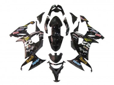 Preisgünstige Kawasaki ZX10R Motorrad Verkleidung 2008-2010 - Glanzendes Schwarz Blau Gelb Monster