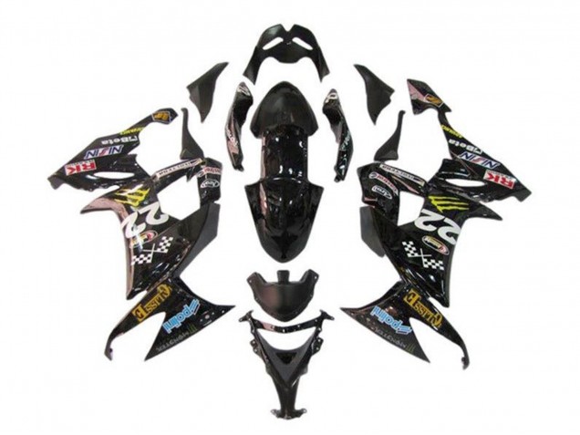 Preisgünstige Kawasaki ZX10R Motorrad Verkleidung 2008-2010 - Glanzendes Schwarz Blau Gelb Monster