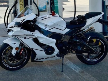 Preisgünstige Kawasaki ZX10R Motorrad Verkleidung 2021-2025 - Weiss Schwarz Streifen