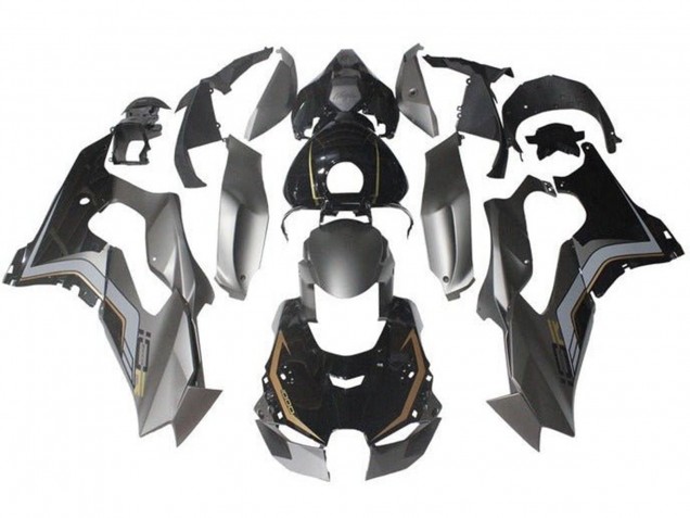 Preisgünstige Kawasaki ZX10R Motorrad Verkleidung 2021-2025 - Grau Glanzendes Schwarz Gold
