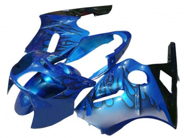 Preisgünstige Kawasaki ZX12R Motorrad Verkleidung 2000-2001 - Blau Schwarz Flamme